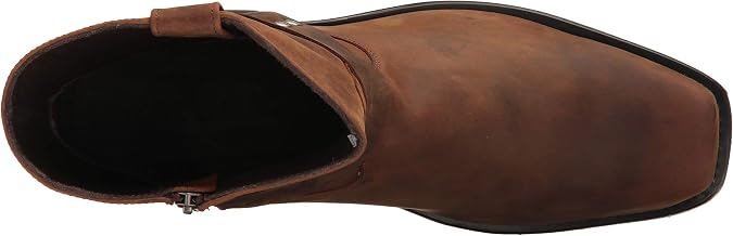 OLD WEST Mens Leather Ankle Harness Leather Lined Motorcycle Boots, Brown Distressed, 7.5