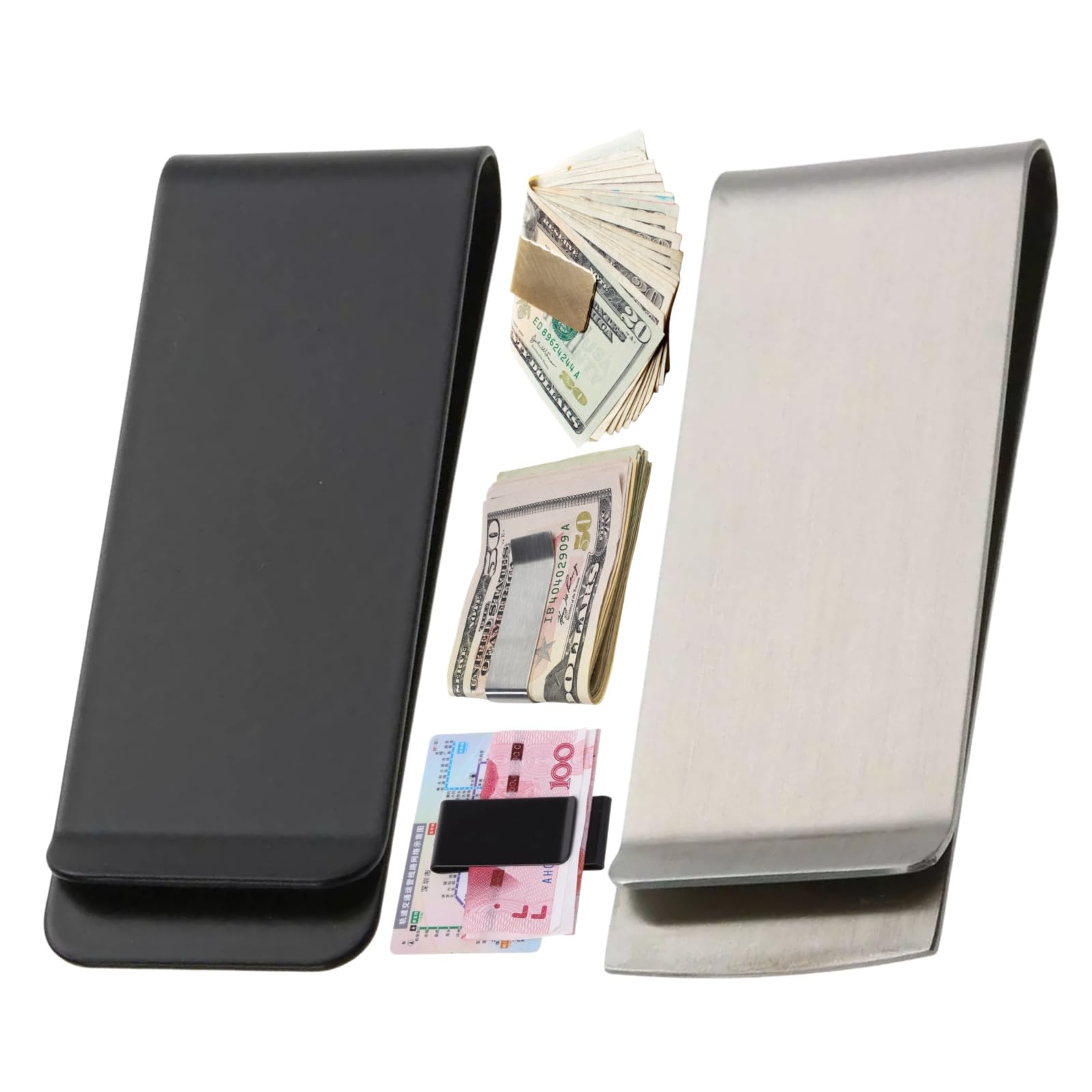 Fermasoldi In Acciaio Inox - 2 Pezzi (nero E Argento), Sottile E Elegante, Per Banconote E Carte - Foto 2