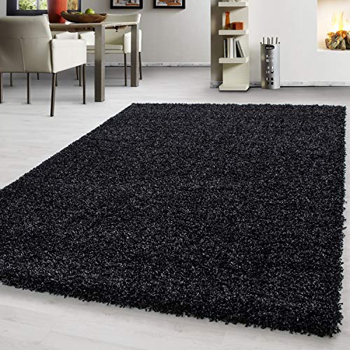 Teppium Tapis de salon moderne shaggy 200 x 300 cm (200 x 290 cm) anthracite - Moelleux, extra...