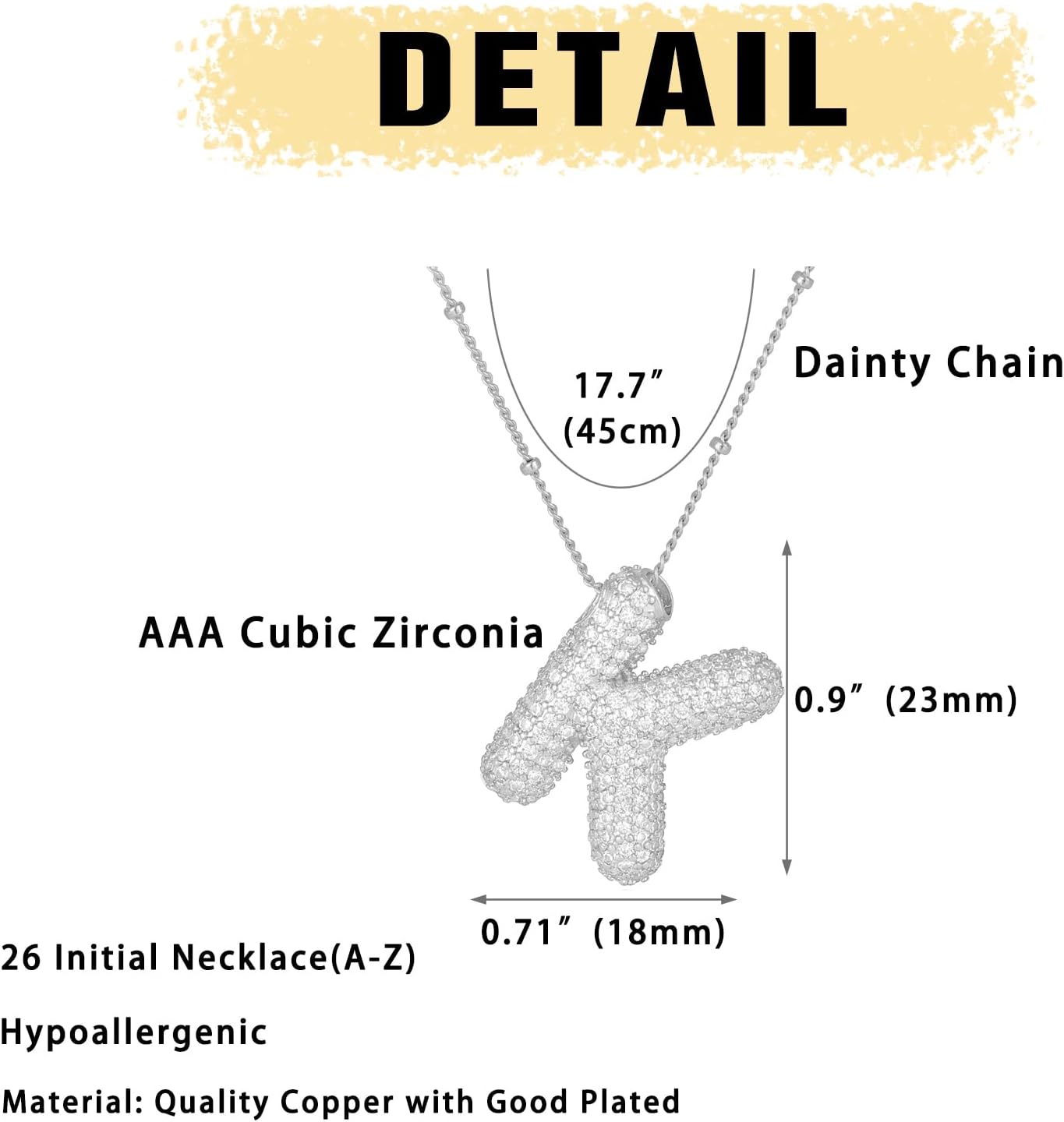 Bubble Letter Necklace for Women Dainty Balloon Initial Necklaces Cubic Zirconia Alphabet Name Pendant Necklace Personalized Jewelry Gifts - Image 7