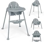 INFANS 8 in 1 Baby High Chair, Converts to Kids Table and Chair Set, with Drawing Whiteboard Building Block Tabletop, Suitable for Dinning Studying Playing (Grey)
