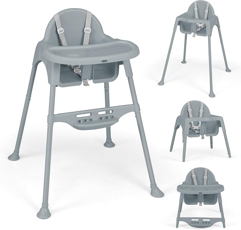 INFANS Baby High Chair, Convertible Infant Compact Highchairs with Removable Tray, Lightweight for 6-36 Months