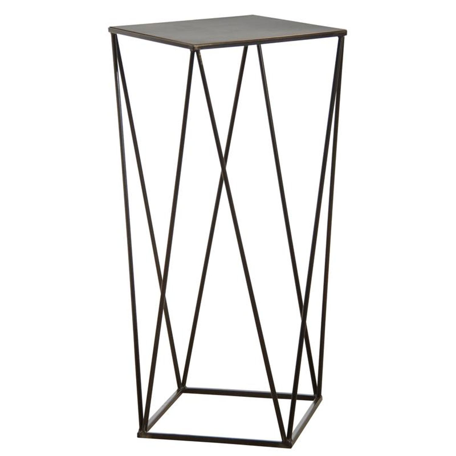 AUBRY GASPARD Sellette Design Métal Noir 60x60x80 cm | Finition Antique, Base 30x30 cm, Plateau 42x42 cm, Livré Monté, Élégante et Polyvalente
