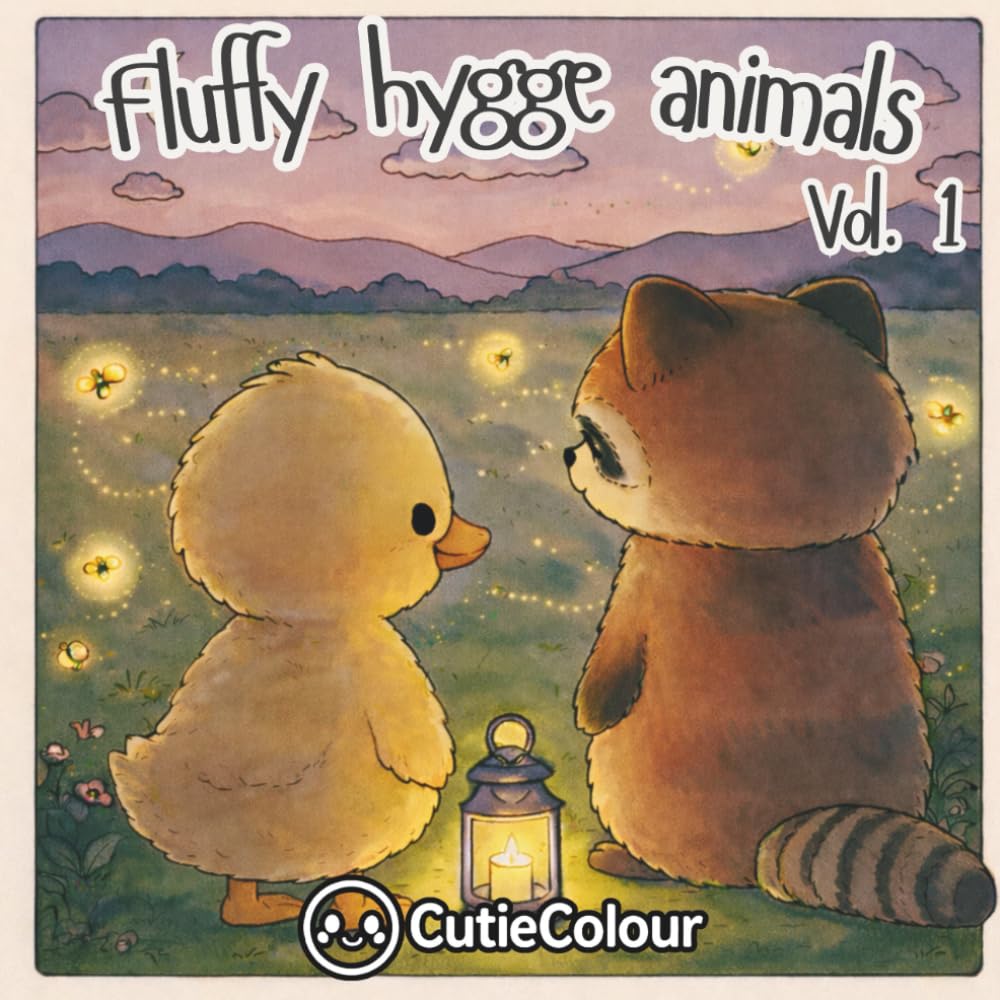 Fluffy Hygge Animals Volume 1: A 25 Image Coloring Book for Teens and Adults Featuring a Calming Collection of Ultra-Cute, Cozy Animal Scenes Designed to Melt Stress Away