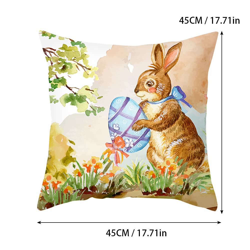 Vorysum Coniglio Federe Cuscino Divano 45x45 cm Pasqua Copricuscini Orecchie di Coniglio Decorativi Rosa Fiori Primavera Cuscini per Divano per Divano per Festival Feste Giardino Soggiorno Set di 2