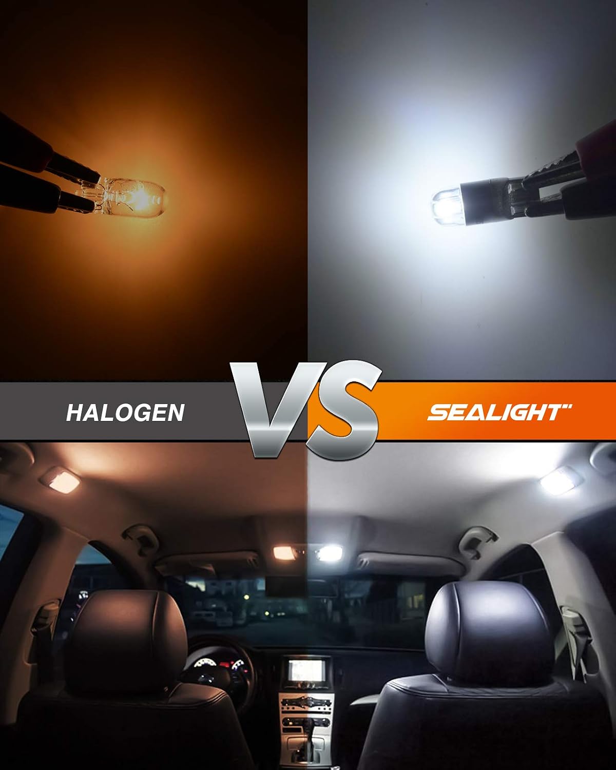 SEALIGHT 194 LED Bulbs 6000K White, 168 2825 T10 W5W 3030 Bright Chips, Dome Light, Map Door Courtesy License Plate Pack of 10
