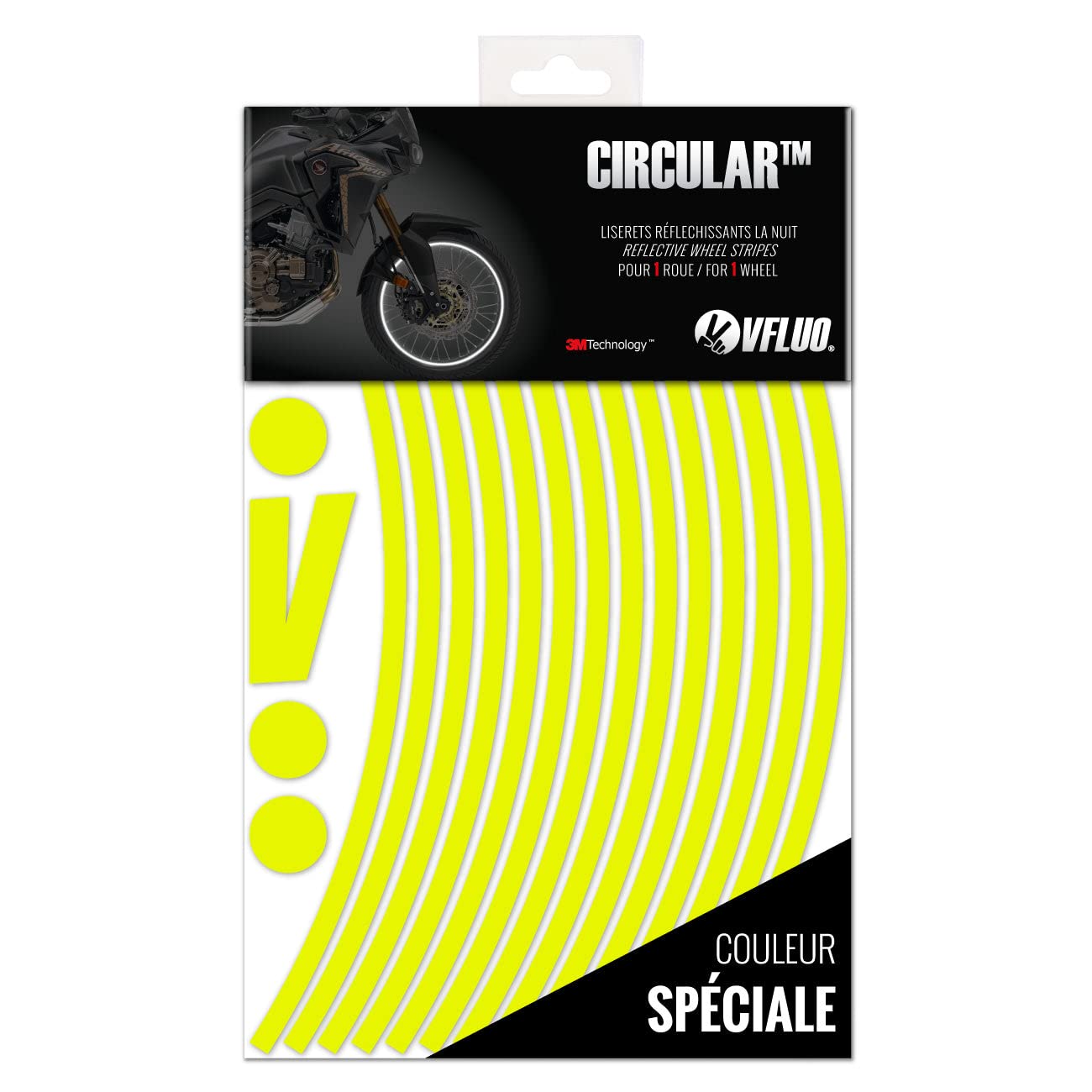 VFLUO - Kit Pegatinas Llantas de Moto Reflectantes, Autoadhesivas para 1 Rueda, 3M Technology™ - Gran Visibilidad Lateral - Discreto y diseño - Fácil colocación — view 7