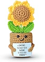 SOL VIBES Birthday Gifts for Women Friendship - Sunflower Crochet - Cute Handmade Positive Plant - Uplifting Thinking of You Encouragement Gift for Friend, Coworker, Sister, Mom, Teacher, Daughter