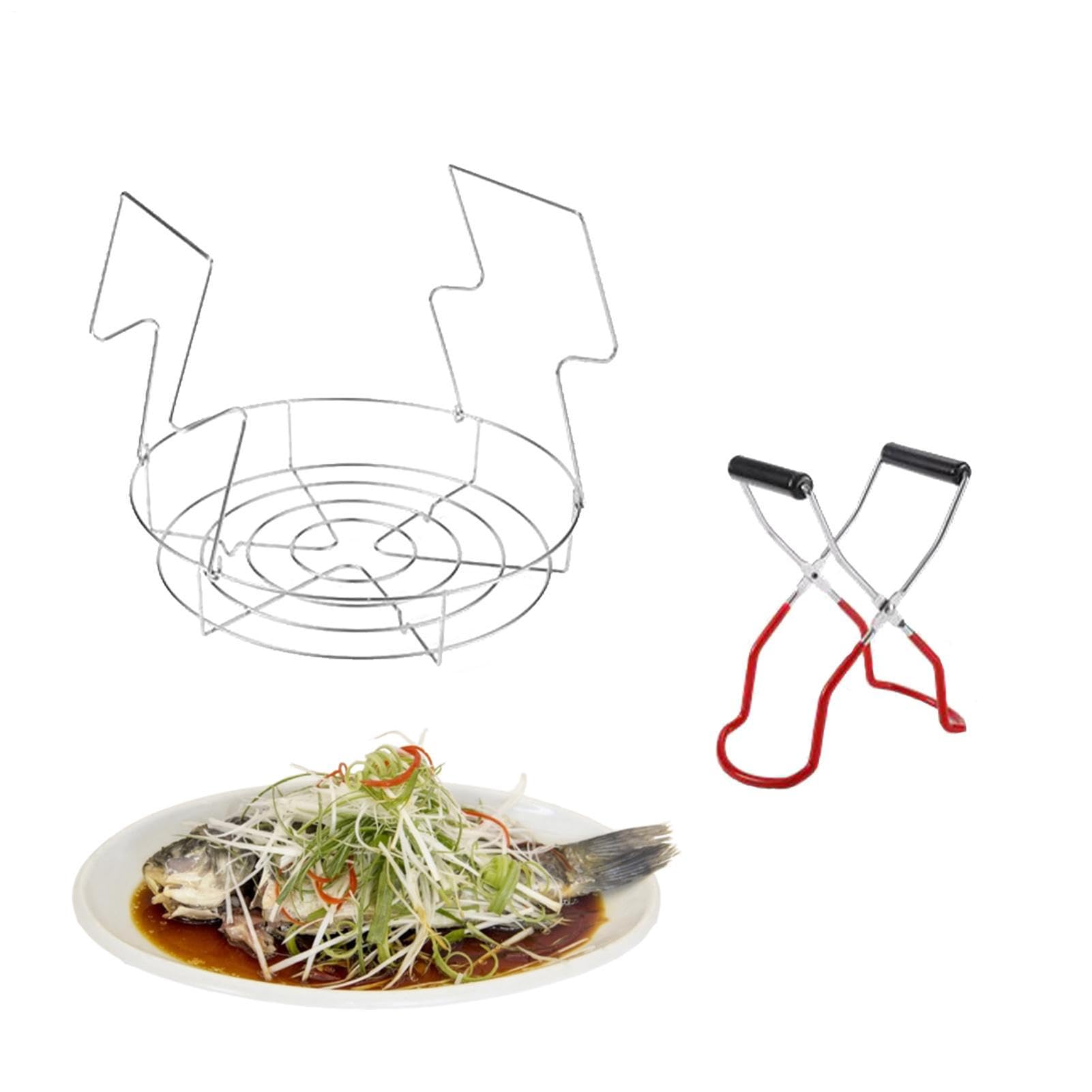 Grille pour conserves - Grilles de stérilisation en Acier Inoxydable de 2 pièces avec élévateur de bocaux, en Forme de cœur, grilles pour Vaporisateur Pliables Plates de 29 x 24,5 cm, Clip Anti-