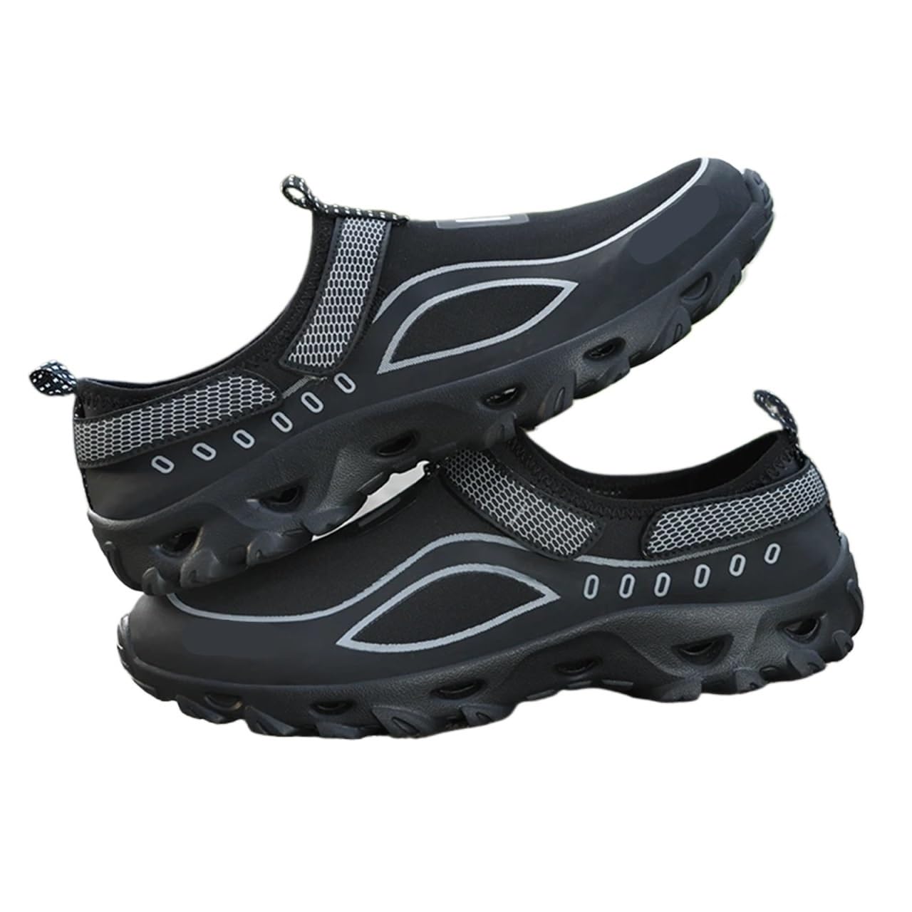 Badeschuhe Atmungsaktive Wasserschuhe for Herren, Aqua-Schuhe, Wat- und Wanderschuhe, sportliche Laufschuhe, Outdoor-Wanderschuhe, leicht, bequem FüR Den Sport(Black,46)