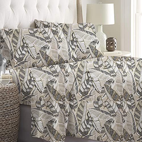 Image of 100% Cotton 400TC Bedsheet /Bedsheets /Bed Sheet /chadar - Soft and Breathable - Flat Sheet with 1 Pillow Cover Single Size Taupe Damask Print