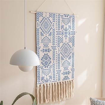 BMIDRUT Macrame Woven Wall Hanging Tapestry Bohemian Home Art Decor Boho Backdrop Apartment Dorm Room Door Decoration 19.5x33 Inch C10