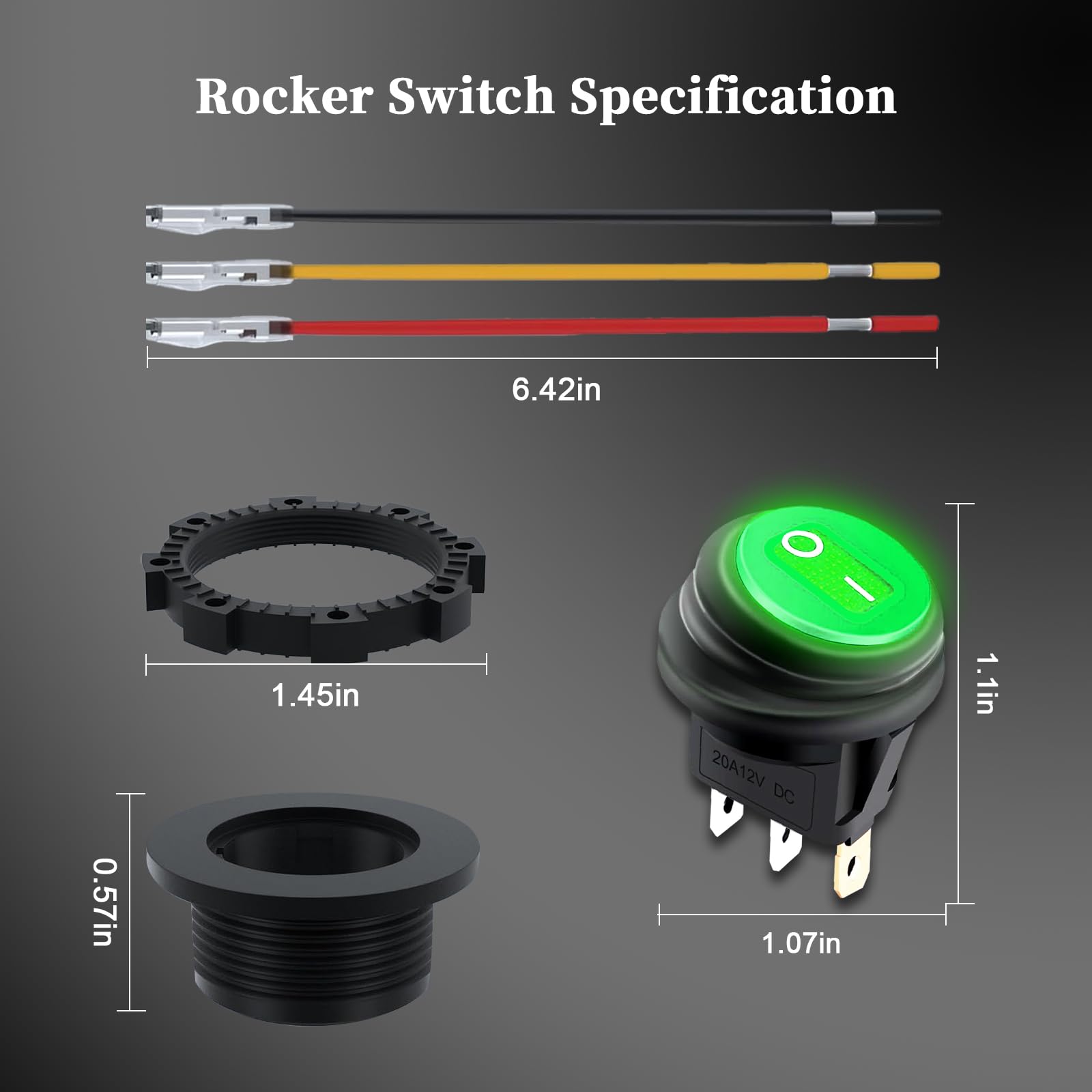 Snapklik.com : Round Rocker Switch, 12V Toggle Switch, Waterproof ...