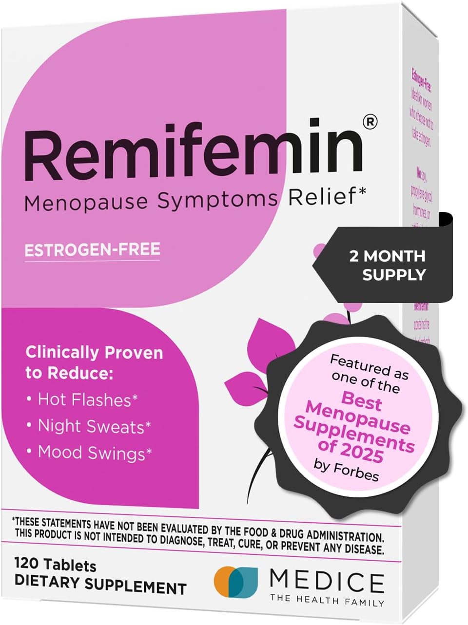 RemifeminMenopause symptom relief - Clinically proven ingredients - Menopause supplements - Cimicifuga racemosa - Estrogen free - Made in Germany - 120 tablets