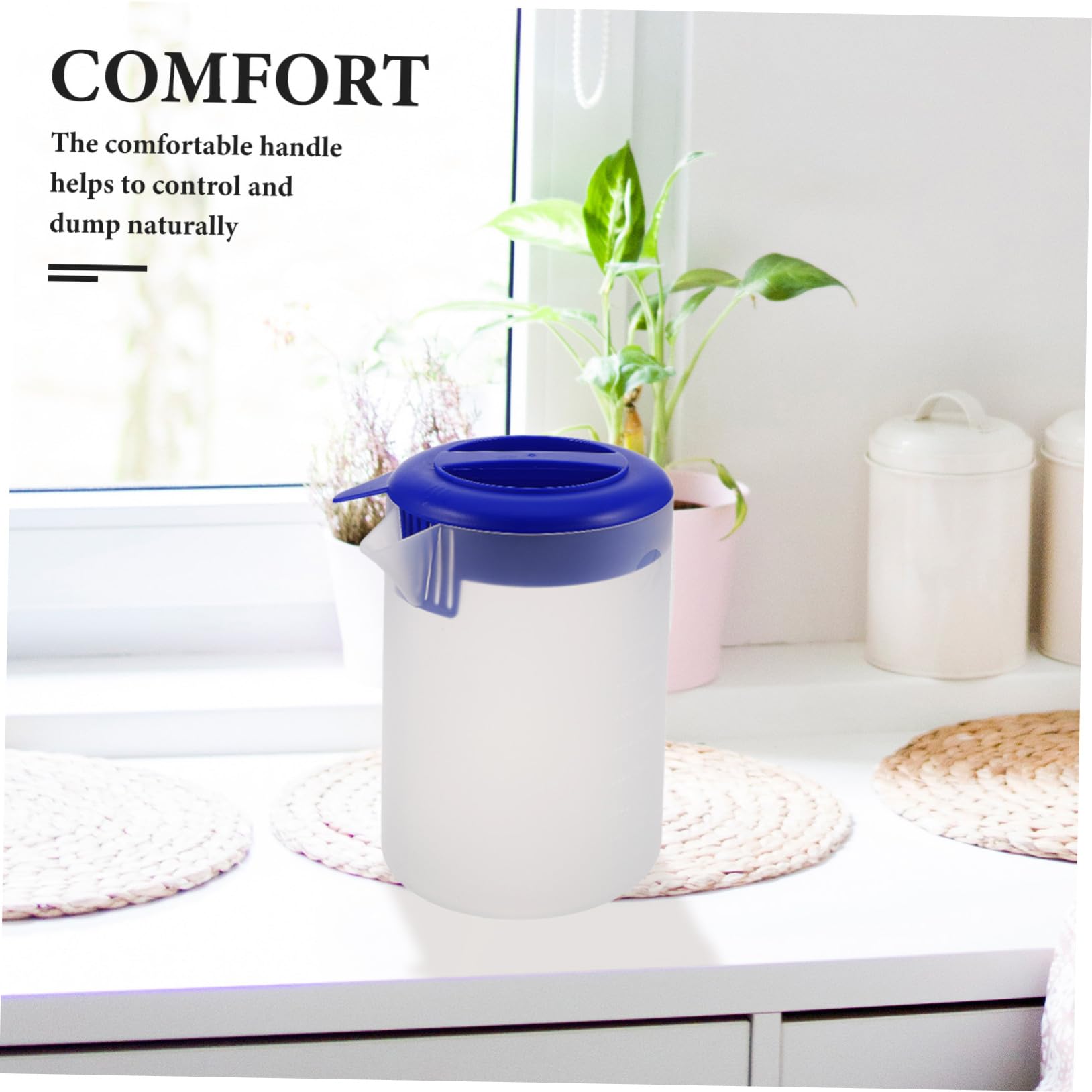 Jarra de Agua de Plástico Esmerilado de 5 L con Tapa y Boca Ancha para Refrigerador y Servicio de Bebidas en Restaurante