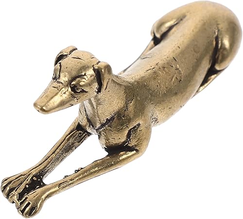 BESPORTBLE Figuras de perro de latón macizo de latón macizo simulación de perro miniatura de metal para decoración de estantería de oficina en casa