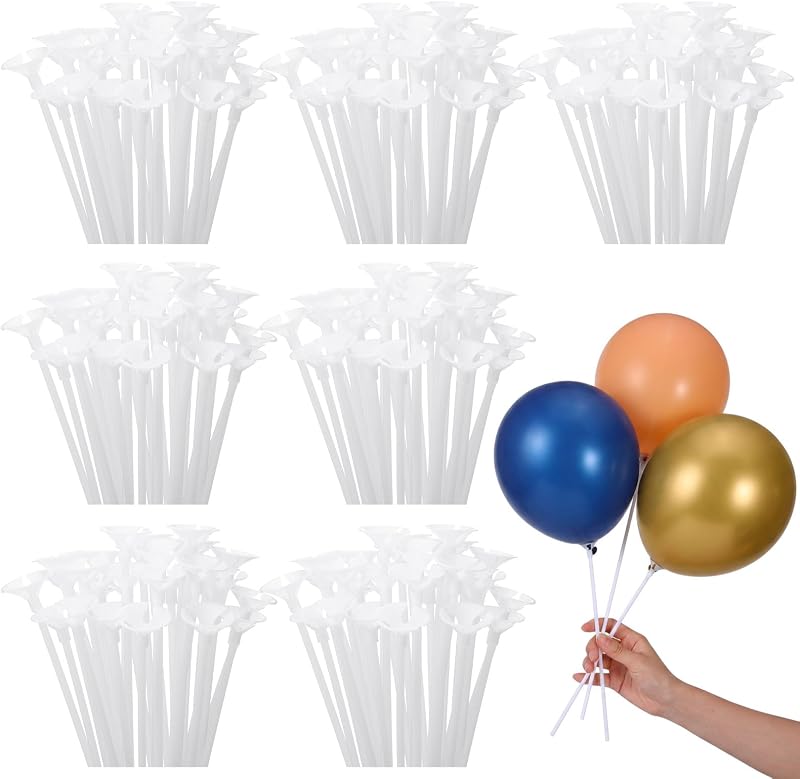 400pcs Balloon Sticks with Base Plastic Balloon Holder Sticks with Cup Stand for Birthday Christmas Party Wedding Mother's Day Graduation Prom Baby Shower Anniversary Decoration BalloonStick with Cups