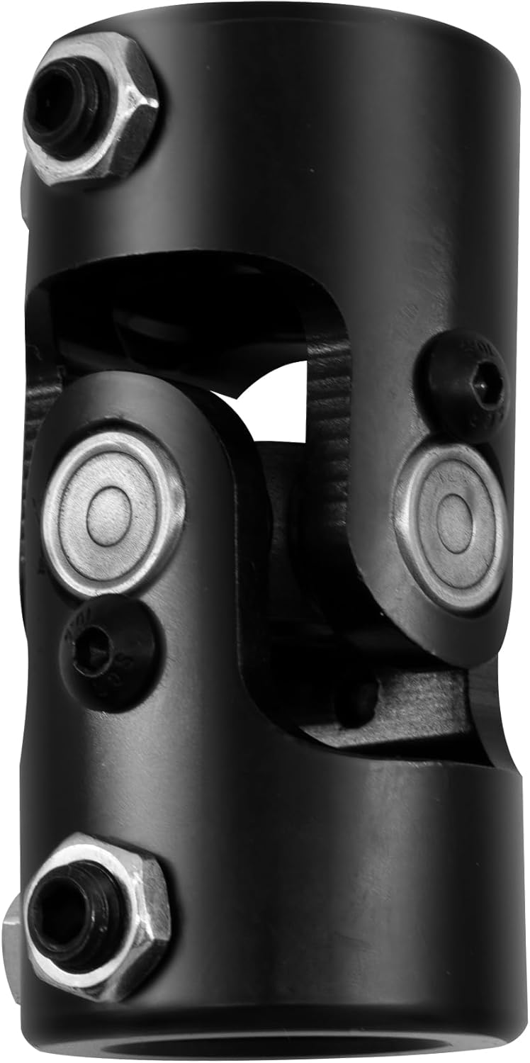 1" Round x 1" Round Black Steering Universal Joint Single U Joint Shaft,Total Length: 83mm (3-1/4")