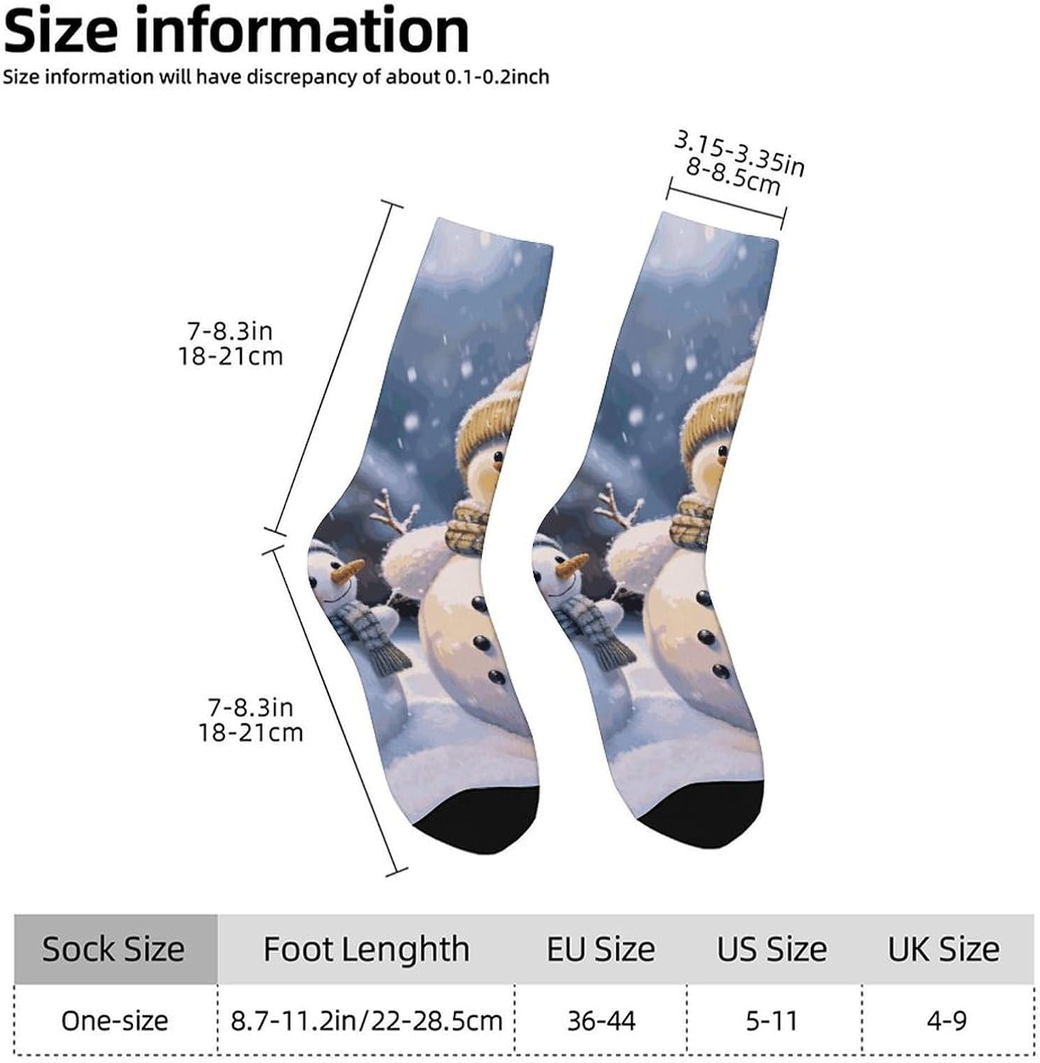 Breathable Sports Socks, Moisture Wicking, Lightweight Crew Socks | Winter Snowman Athletic Calf Socks for Women Men, Casual, Anti-Slip, Multifunctional Work Socks