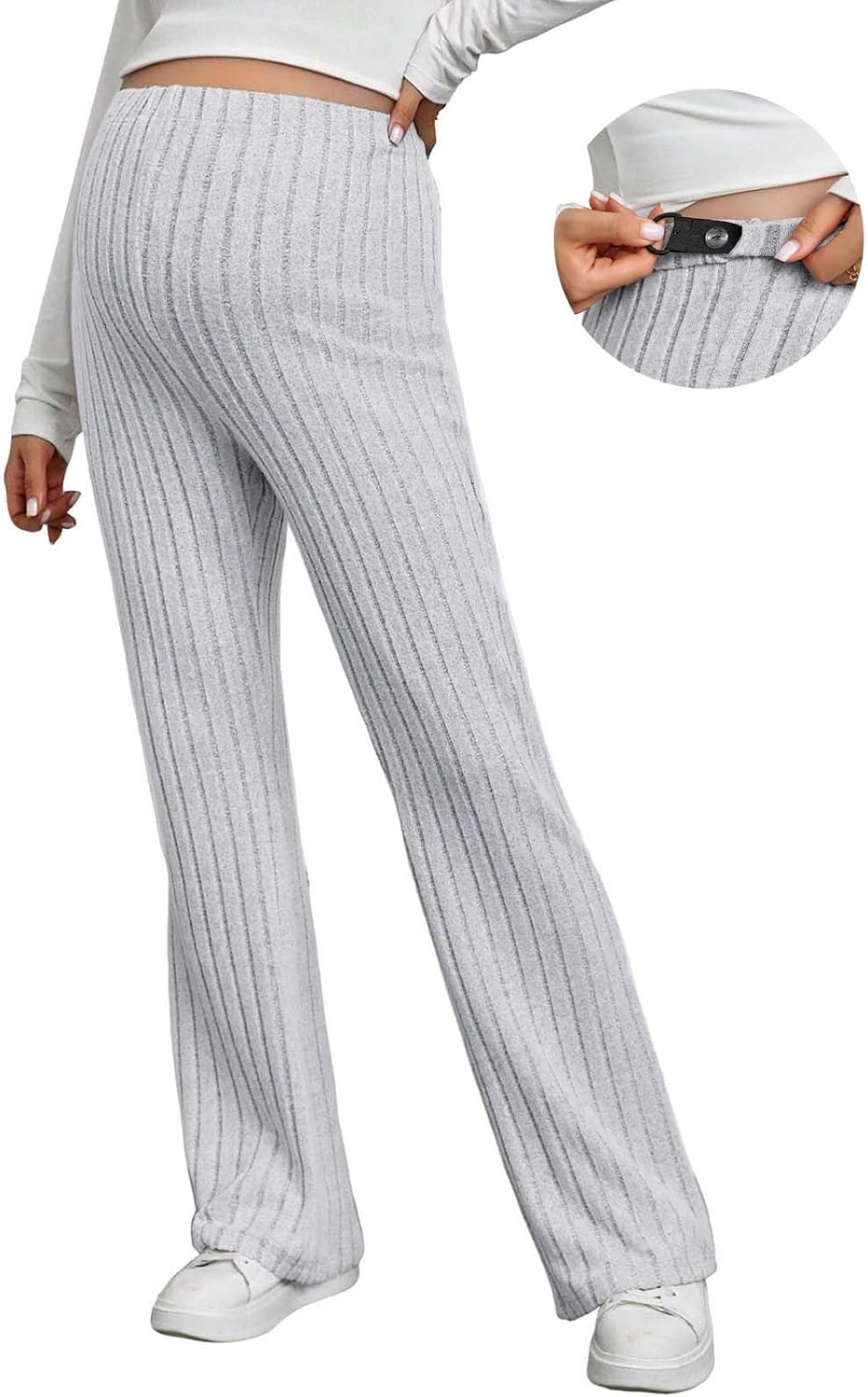 Short De Grossesse Femme Taille Haute - Pantalon Maternité Confortable - Coton élastique, Poches - Pour Quotidien, Pyjama - 12