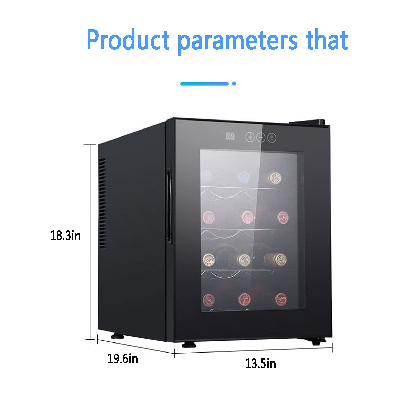 Frigorifero per vino da appoggio a 12 bottiglie - Compressore per cantinetta per vini indipendente Dispositivo di raffreddamento per vino con controllo digitale della temperatura Porta in vetro Glass
