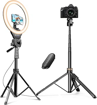 Sensyne 12 Ring Light Bundle with 72" Phone Tripod, Selfie Remote Control Circle Light for Live Stream/Video Recording/TikTok, Compatible with All Phones and Cameras