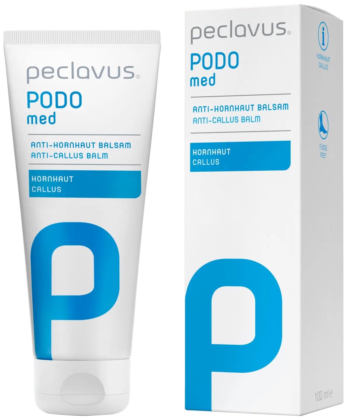 peclavus PODOmed Balsamo anti-calli, cura intensiva dei piedi con acido salicilico, olio di mandorle e olio di jojoba, contro calli, calli e punti di pressione, si assorbe rapidamente (1)