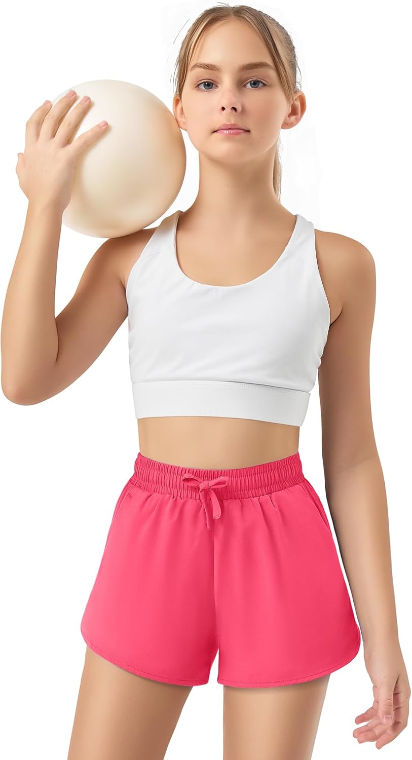 JOCMIC Girls Athletic Shorts with Liner 2 in 1 High Waist Running Short for Basketball Volleyball Tennis - Image 2