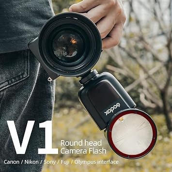 Godox V1 Flash V1 Round Head Godox Flash for Sony (USA Version) | 76Ws,TTL,1/8000 HSS,1.5s Recycle Time,480 Full Power Flashes,LED Lamp
