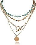 Boho Necklaces for Women Layered Turquosise Beaded Necklace Western Jewelry for Women Cowgirl Cowboy Country Necklace Sequin Coin Necklaces Country Concert Accessories Bohemian Boho Western Jewelry