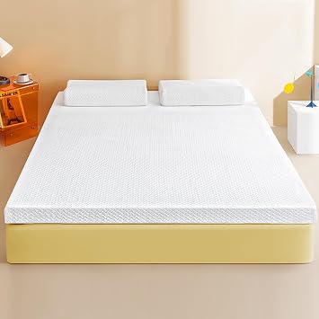 Generic Bed Mattress Topper, Memory Foam Mattress Topper Queen Size, 4/8cm Memory Foam Mattress Pad Twin, Medium Bed Topper with Removable and Washable Knit Cover, White 4cm, King/180x200cm