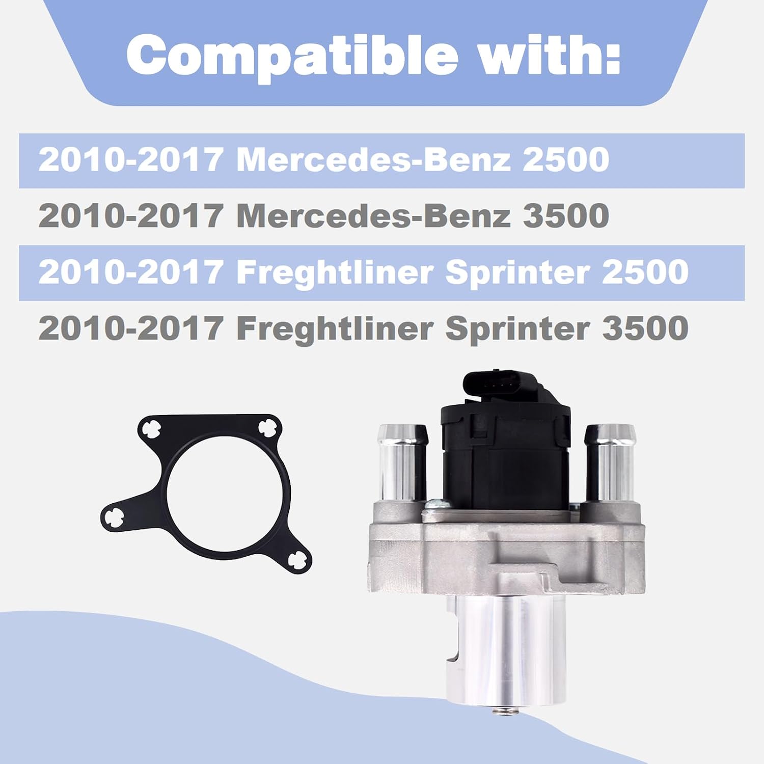 6421401460 EGR Valve with Gasket Fits for 2010-2017 Mercedes-Benz and Freghtliner Sprinter van Replace Part Number A6421401460 6421422380 710471D Metallic
