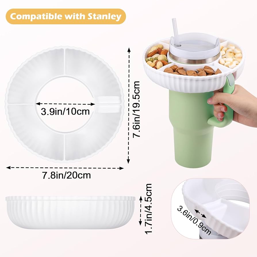 Vassoio Snack Per Stanley Cup 40oz - Set 6 Accessori In Silicone | Coperchio Anti Fuoriuscite E Copri Cannuccia