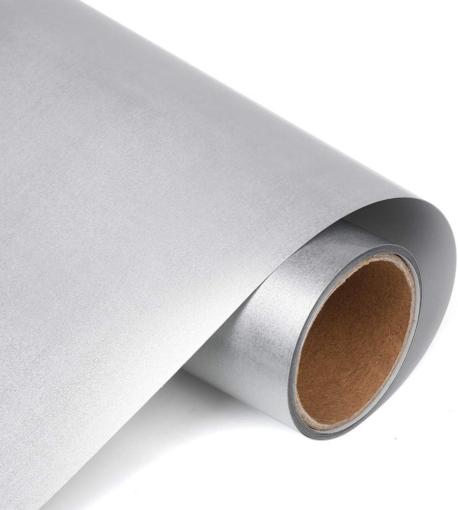 TransWonder Premium Heat Transfer Vinyl Rolls for T Shirts 12in.x5ft, Iron on Vinyl for T-Shirt Clothing (Silver)