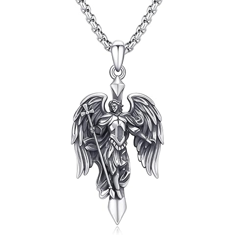Adnix 925 Sterling Silver Patron Saint Amulet Pendant Necklace Religion Protection Jewelry for Men Women