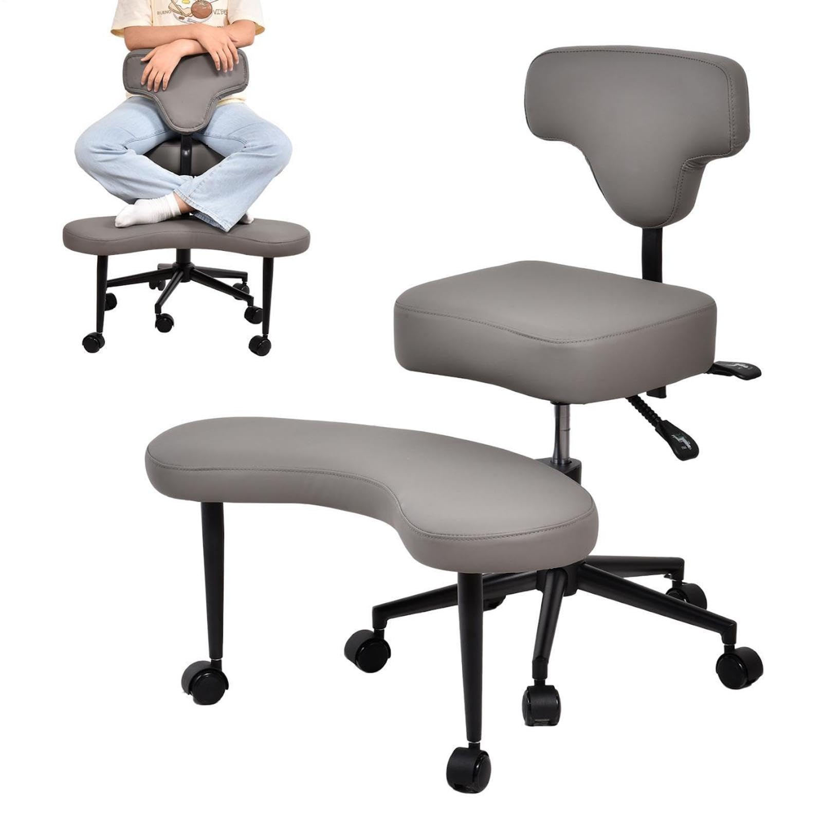 Silla De Meditación, Silla De Oficina Con Patas Cruzadas Para TDAH Con Ruedas, Asiento Ajustable En Altura Y Ángulo Con Soporte Lumbar Para Trabajadores De Oficina Sedentarios,adultos Inquietos Y Yoga