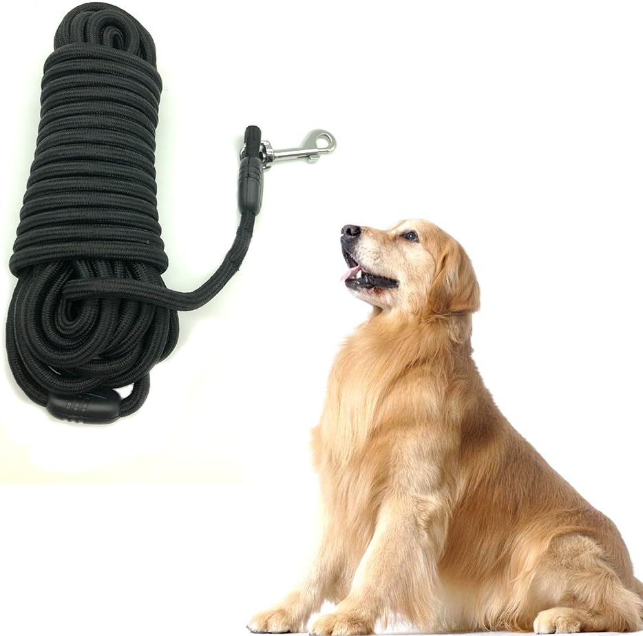 NACOCO Dog Training Leash Pet Traction Rope Stronger Durable Leashes Black Nylon 10 Meters 393.7 in 32.8 Feet Malinois German Shepherd
