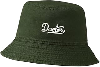 LexiuYibai Bucket Hat for Men Women Doctor Embroidered Washed Cotton Unisex Bucket Hats (Green,7 1/2)
