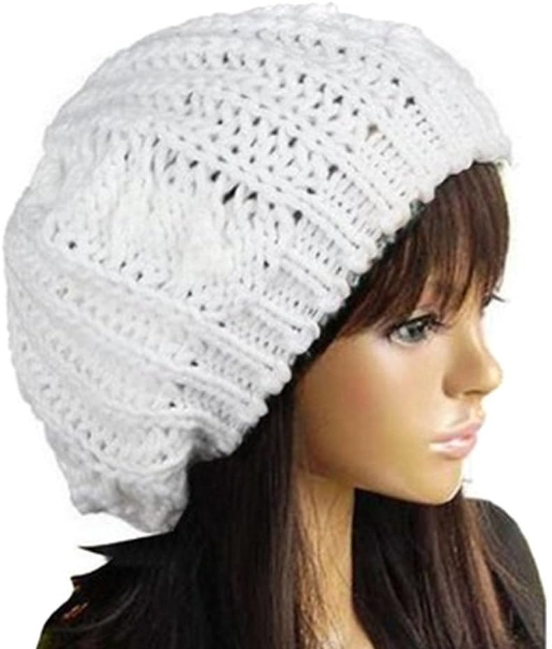 JOVANA New Arrival Top Fashion Winter Warm Women Lady Yong Girls Baggy Beret Chunky Knit Knitted Braided Beanie Hat Ski Cap Crochet Knitted Hat Knitted Crochet Oversized Slouch Hat for Women (White)