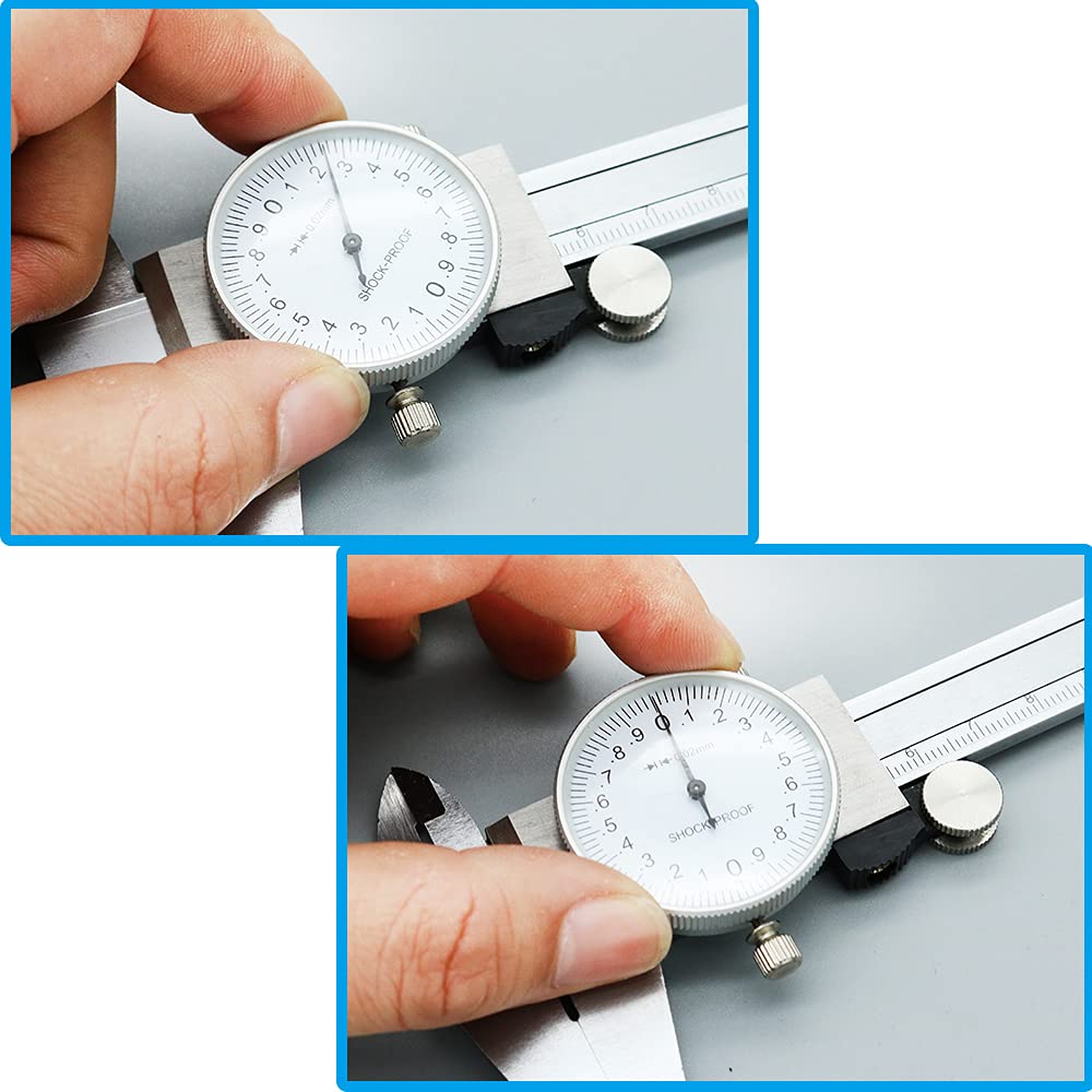 Calibradores de dial 0-150 mm 0,02 mm Calibrador Vernier industrial de acero inoxidable de alta precisión a prueba de golpes(Silver,0-150mm)