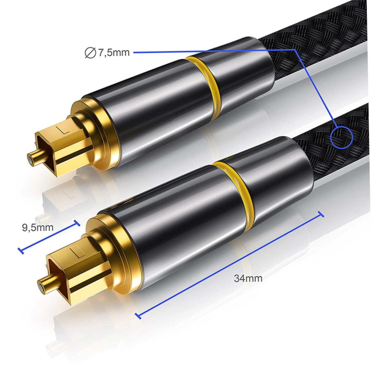 Cavo Audio Ottico Digitale 20 Metri in Fibra Ottica Nero | Cavo Male To Male, Guaina Protettiva, Corpo Flessibile, Confezione da 1 Pezzo
