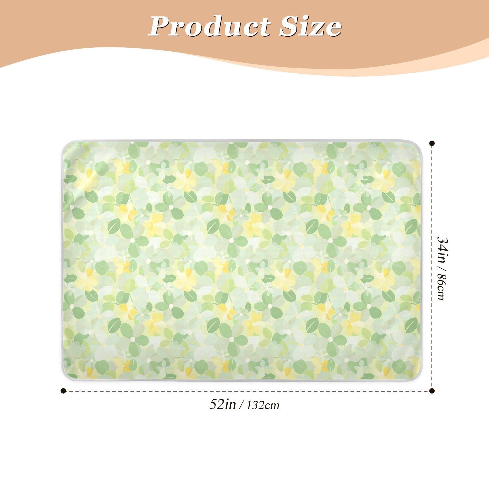 Mild and Fresh Flower Lemon Yellow Light Green Changing Pad Covers Soft Absorbent Toddler Bed Pee Pads Skin-Friendly Toddler Bedding Products for Kids Adults Pets , 52