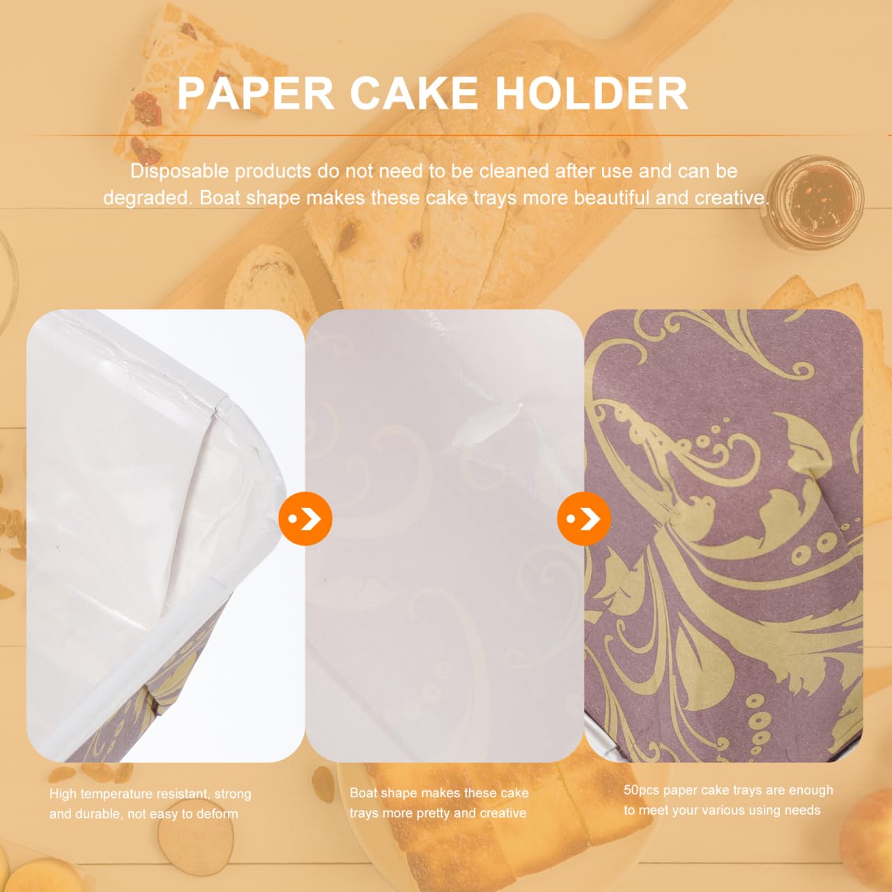 Housoutil 50 Supports À Gâteau En Papier Sulfurisé Résistants À La Chaleur Forme Bateau Pour Pâtisserie Desserts Pains Jetables Biodégradables Ustensiles De Cuisine