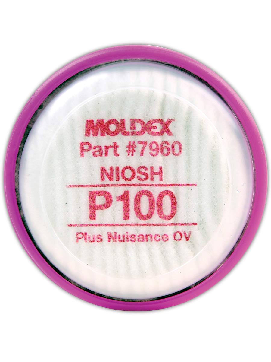 Moldex 7960 P100 Filter Disk Plus Nuisance Organic Vapors, Capacity, Volume, Standard, White (Pack of 60)