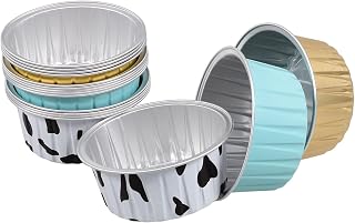 Ciieeo 15pcs Aluminum Foil Baking Tins Pudding and Cake for Easy Baking High-temperature Lightweight Tart for Air Fryer and Oven Use