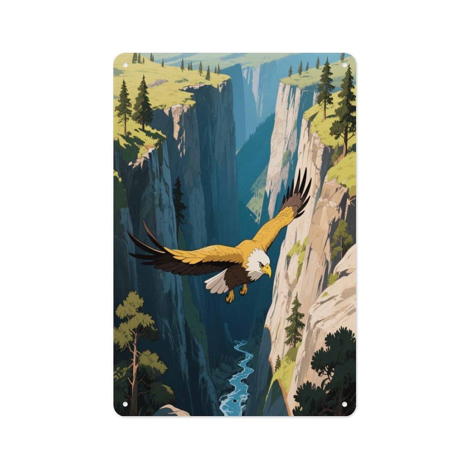 Fekiloot Style Golden Eagles In The Valley Wall Decor Metal Signs Tin Signs Poster