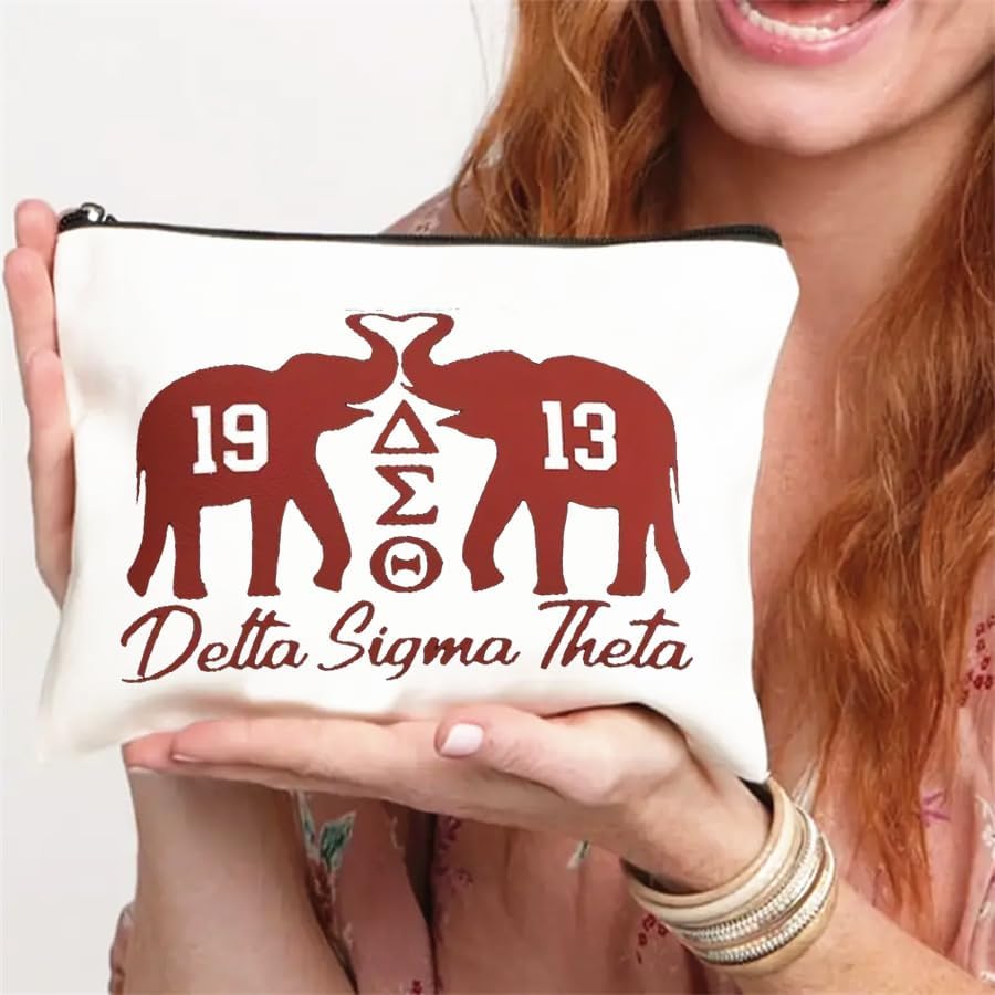 Makeup Bag with Delta Sorority Elephant Printed,Portable Makeup Organizer, Gift For Cosmetic Bag,Lightweight Storage Bag,Casual Cosmetic Pouch with Zippered Pocket,Travel Accessory for Women - Image 5