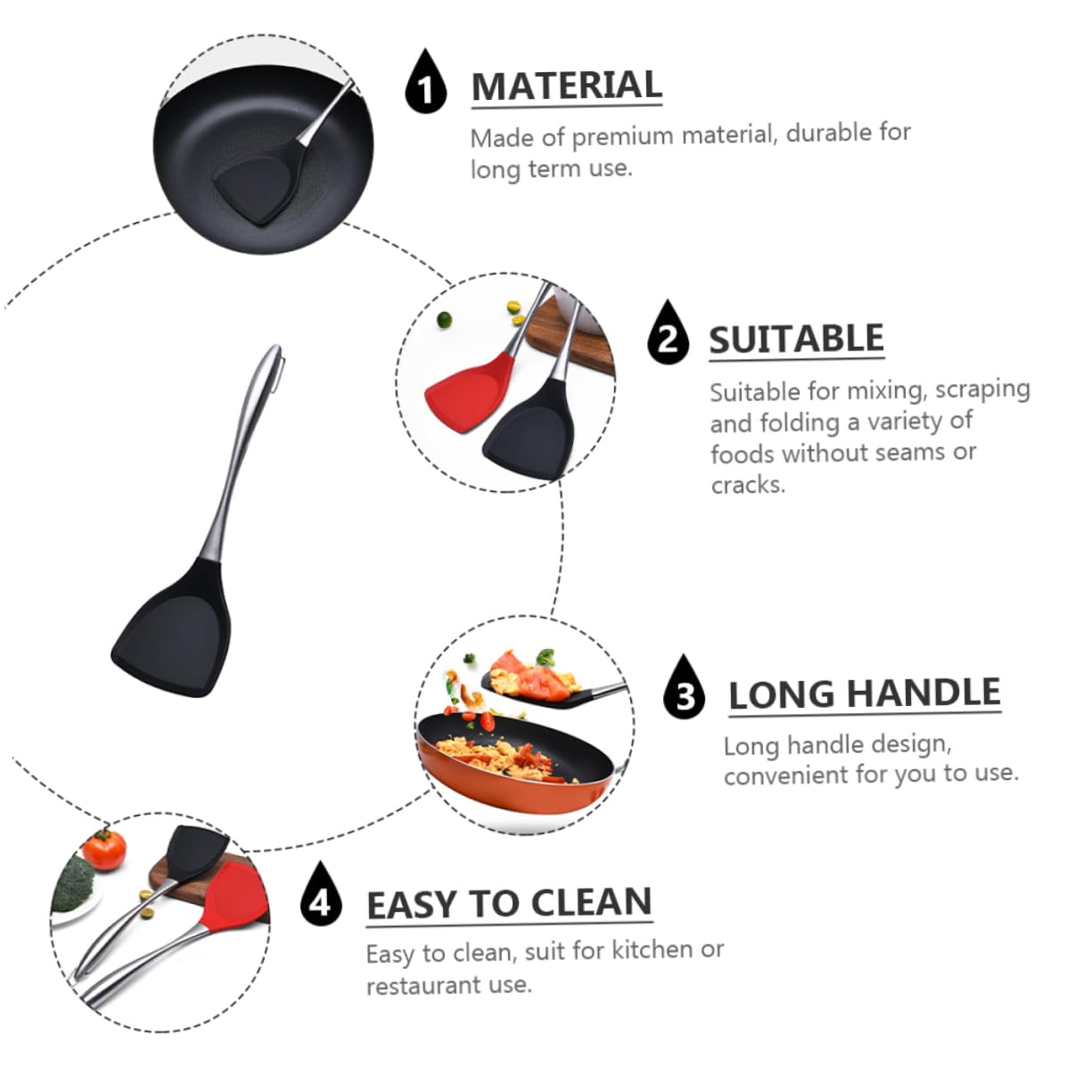 MAGICLULU 3stücke Silikon Pfannenwender Hitzebeständig Antihaft Ergonomischer Griff Für Kochen Braten Und Wenden Von Lebensmitteln Der Küche Restaurant Zufällige Farben