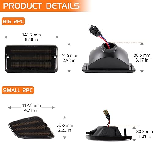 Miniatura 4 de Switchback - Señales de giro LED secuenciales ámbar para parachoques delantero, luz blanca DRL lateral para Jeep Wrangler TJ 1997-2006, 4 luces de
