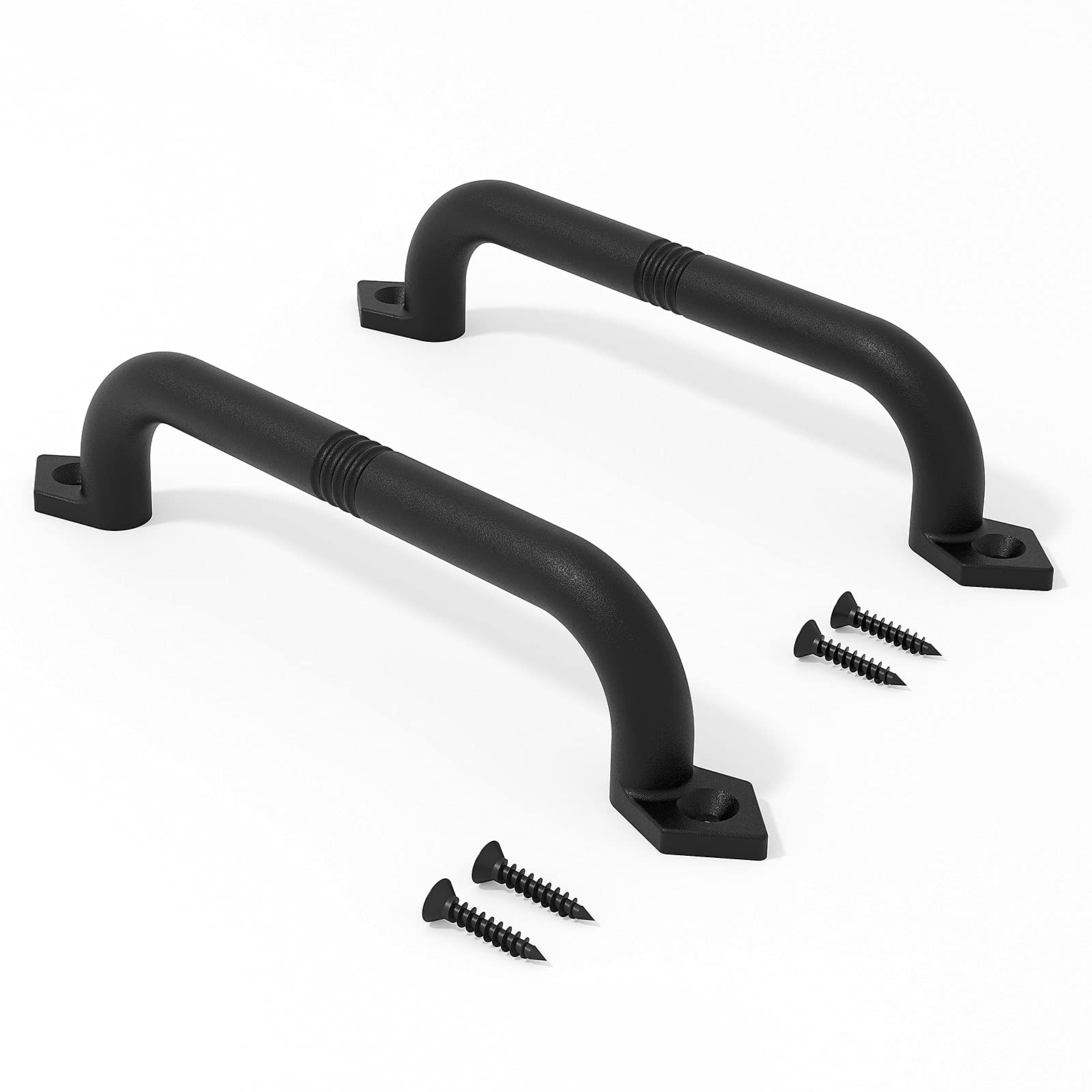 EaseLife 10" Barn Door Pull Handle, Rustic Black Aluminum Grab, Gate Handles, Easy Install, 2 Pack